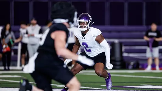 March 30, 2026, Evanston, IL: Northwestern Football practices at Wilson Field at Ryan Fieldhouse in Evanston, IL on Monday, March 30, 2026. (Photo by Griffin Quinn/Northwestern Athletics)