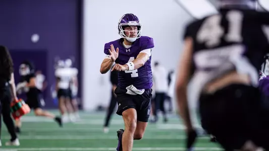 March 31, 2026, Evanston, IL: Northwestern Football practices at Wilson Field at Ryan Fieldhouse in Evanston, IL on Tuesday, March 31, 2026. (Photo by Griffin Quinn/Northwestern Athletics)