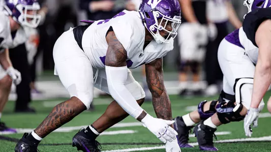April 2, 2026, Evanston, IL: Northwestern Football practices at Wilson Field at Ryan Fieldhouse in Evanston, IL on Thursday, April 2, 2026. (Photo by Griffin Quinn/Northwestern Athletics)