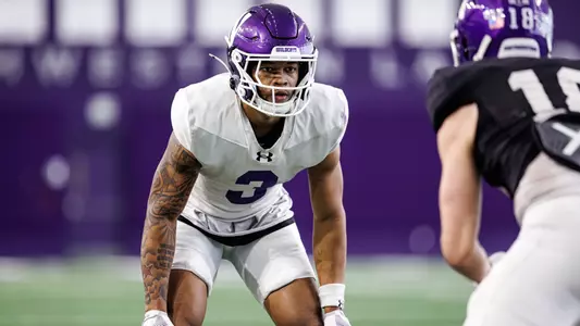 April 2, 2026, Evanston, IL: Northwestern Football practices at Wilson Field at Ryan Fieldhouse in Evanston, IL on Thursday, April 2, 2026. (Photo by Griffin Quinn/Northwestern Athletics)