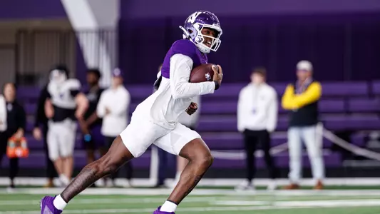 April 2, 2026, Evanston, IL: Northwestern Football practices at Wilson Field at Ryan Fieldhouse in Evanston, IL on Thursday, April 2, 2026. (Photo by Griffin Quinn/Northwestern Athletics)