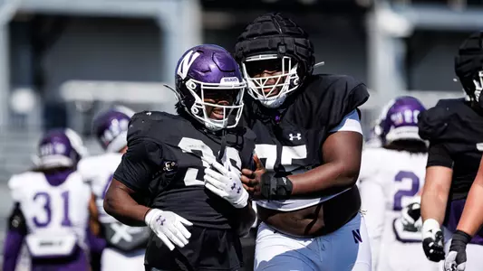 April 9, 2026, Evanston, IL: Northwestern Football practices at Northwestern Medicine Field at Martin Stadium in Evanston, IL on Thursday, April 9, 2026. (Photo by Griffin Quinn/Northwestern Athletics)
