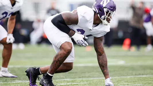 April 16, 2026, Evanston, IL: Northwestern Football practices at Northwestern Medicine Field at Martin Stadium in Evanston, IL on Thursday, April 16, 2026. (Photo by Griffin Quinn/Northwestern Athletics)