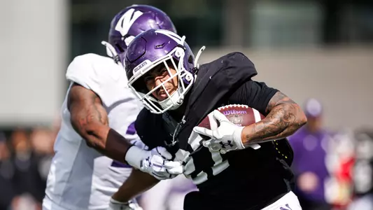 April 18, 2026, Evanston, IL: Northwestern Football practices at Northwestern Medicine Field at Martin Stadium in Evanston, IL on Saturday, April 18, 2026. (Photo by Griffin Quinn/Northwestern Athletics)