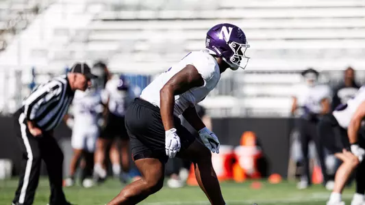 April 21, 2026, Evanston, IL: Northwestern Football practices at Northwestern Medicine Field at Martin Stadium in Evanston, IL on Tuesday, April 21, 2026. (Photo by Griffin Quinn/Northwestern Athletics)