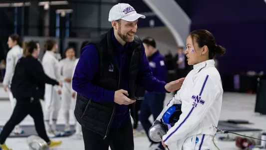January 31, 2026, Evanston, IL: Northwestern Fencing competes in the Schiller Duals at Ryan Fieldhouse in Evanston, IL on Saturday, January 31, 2026. (Photo by Colleen Charcut/Northwestern Athletics)
