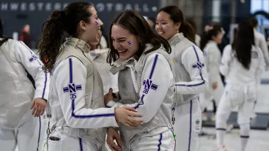 January 31, 2026, Evanston, IL: Northwestern Fencing competes in the Schiller Duals at Ryan Fieldhouse in Evanston, IL on Saturday, January 31, 2026. (Photo by Colleen Charcut/Northwestern Athletics)