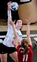No. 18 Volleyball Rolls Eastern Michigan, 3-1 Image