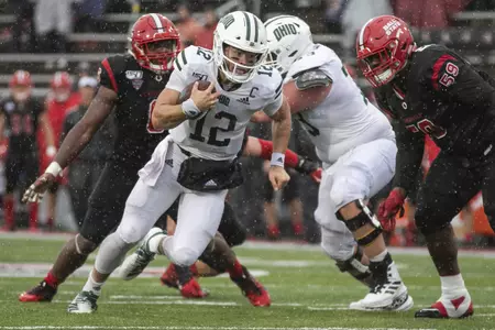 Ohio Football Runs Through Rain for Road Win at Ball State Image