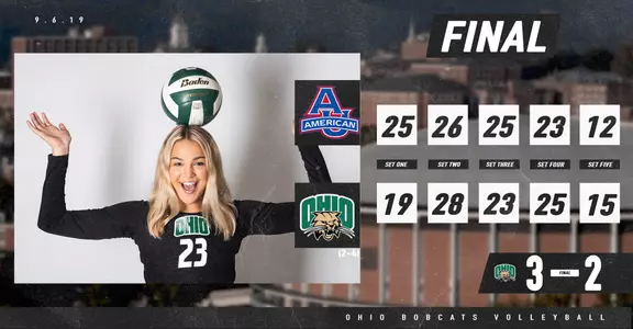 Ohio Volleyball Takes Down American, 3-2 Image