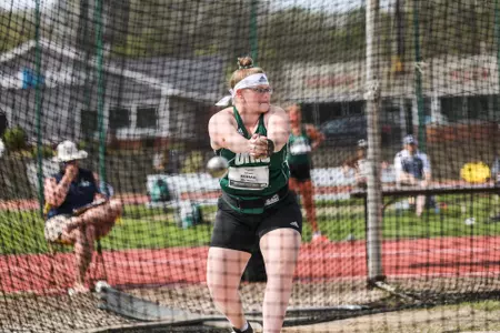 Autumn Mohan competes in the hammer event