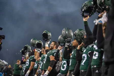 Ohio football following victory over UMass | Nov. 18, 2025