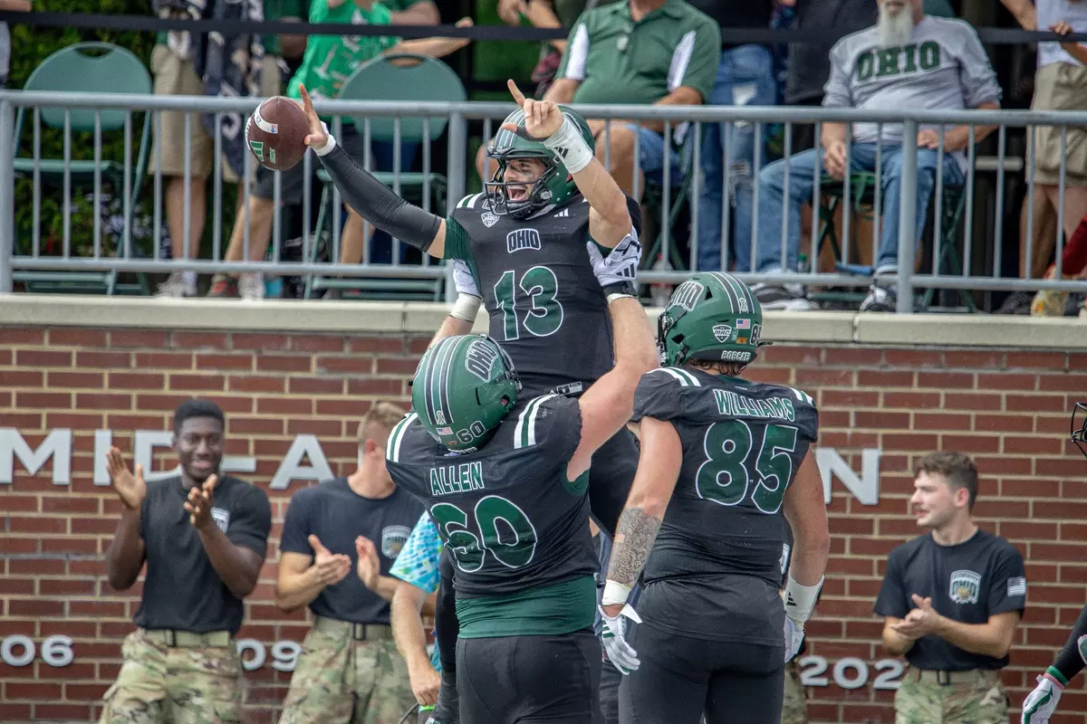 Parker Navarro celebrating touchdown against BGSU | Sept. 27, 2025