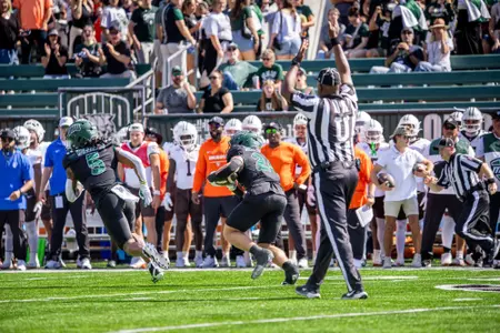 Cameron Hollobaugh snagging a pick six in the opening drive of the Ohio v. BGSU game | Sept. 27, 2025