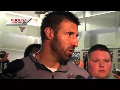 Mike Vrabel and senior Reid Fragel on Fall Camp