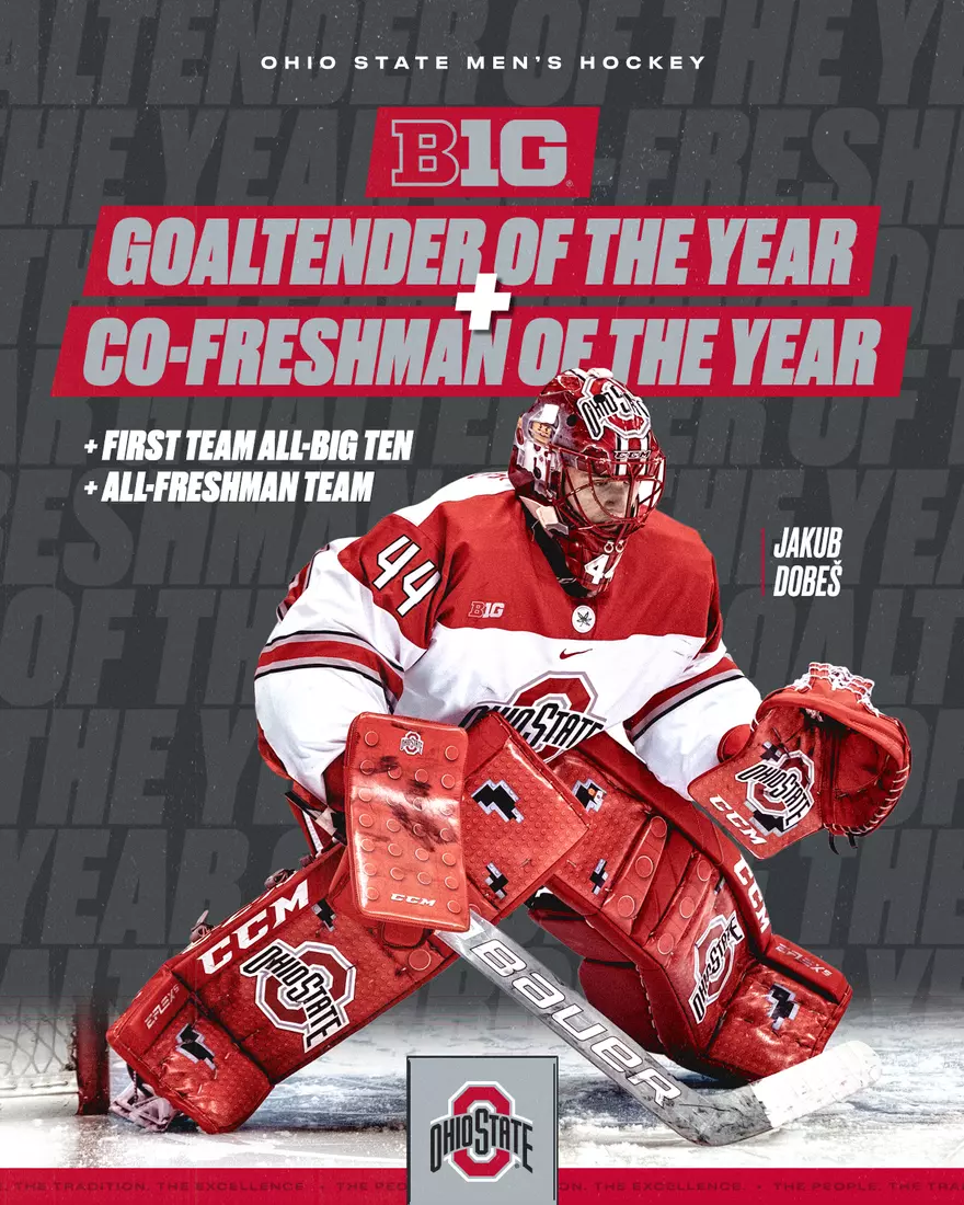 Dobeš Selected B1G co-Freshman and Goalie of the Year