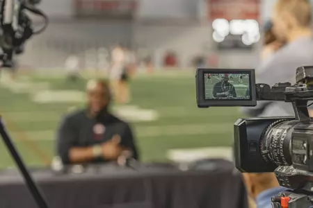 Offensive coaches and players talk Spring practice