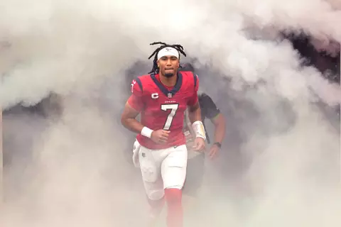 Houston Texans quarterback C.J. Stroud (7) takes the field for an NFL football game against the Pittsburgh Steelers, Sunday, Oct. 1, 2023, in Houston. (AP Photo/David J. Phillip)