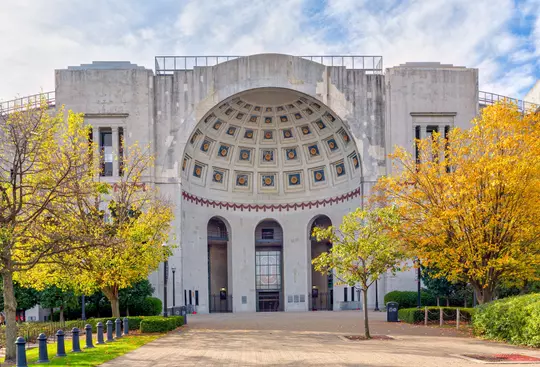 COLUMBUS, OH/USA - OCTOBER 21, 2017: Rotunda entrance to Ohio Stadium on the campus of The Ohio State University.