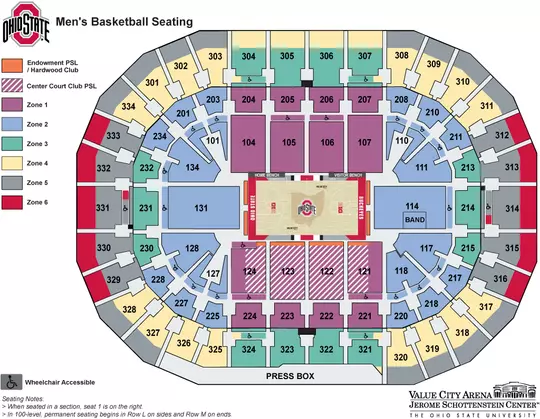 Men's Basketball Seating Chart