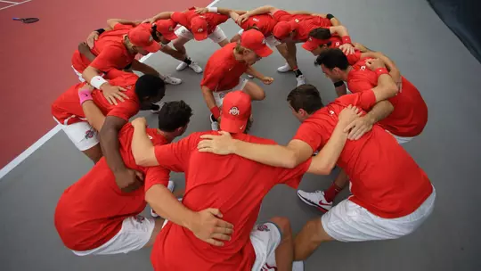 The Ohio State University men's tennis team clinch a share of the Big Ten Title in their 6-1 win over Wisconsin, Columbus, OH, April 16, 2017
(Photo by Walt Middleton 2017)