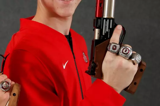 Ohio State pistol headshots, team and poster photos Sunday, Sept. 23, 2018, in Columbus, Ohio. (Photo/Jay LaPrete)