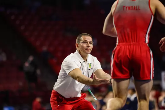 The Ohio State Buckeyes men’s gymnastics team competes in the 2022 NCAA Men’s Gymnastics Championship at the Lloyd Noble Center on April 16, 2022 in Norman, Oklahoma. (Photo by Edward Reali/Ohio State)