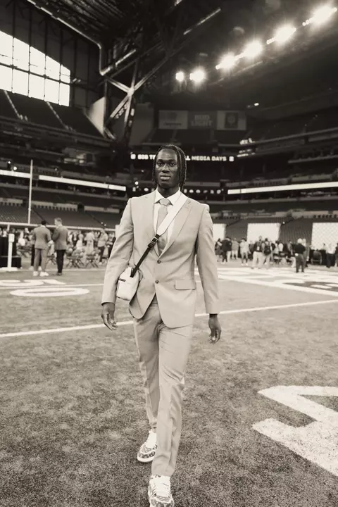 Marvin Harrison Jr walk in B & W