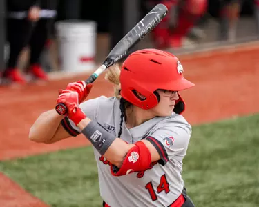 The Ohio State Buckeyes during a Women's Softball game against the University of Massachusetts Minutewomen at the UCF Softball Complex on February 12, 2023. (Stephen Galvin/Ohio State Athletics)