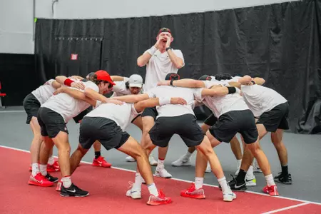 Men's Tennis Team Huddle vs. Eastern Illinois 1-24-24