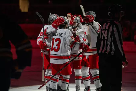 Men's Hockey celebration vs LSSU