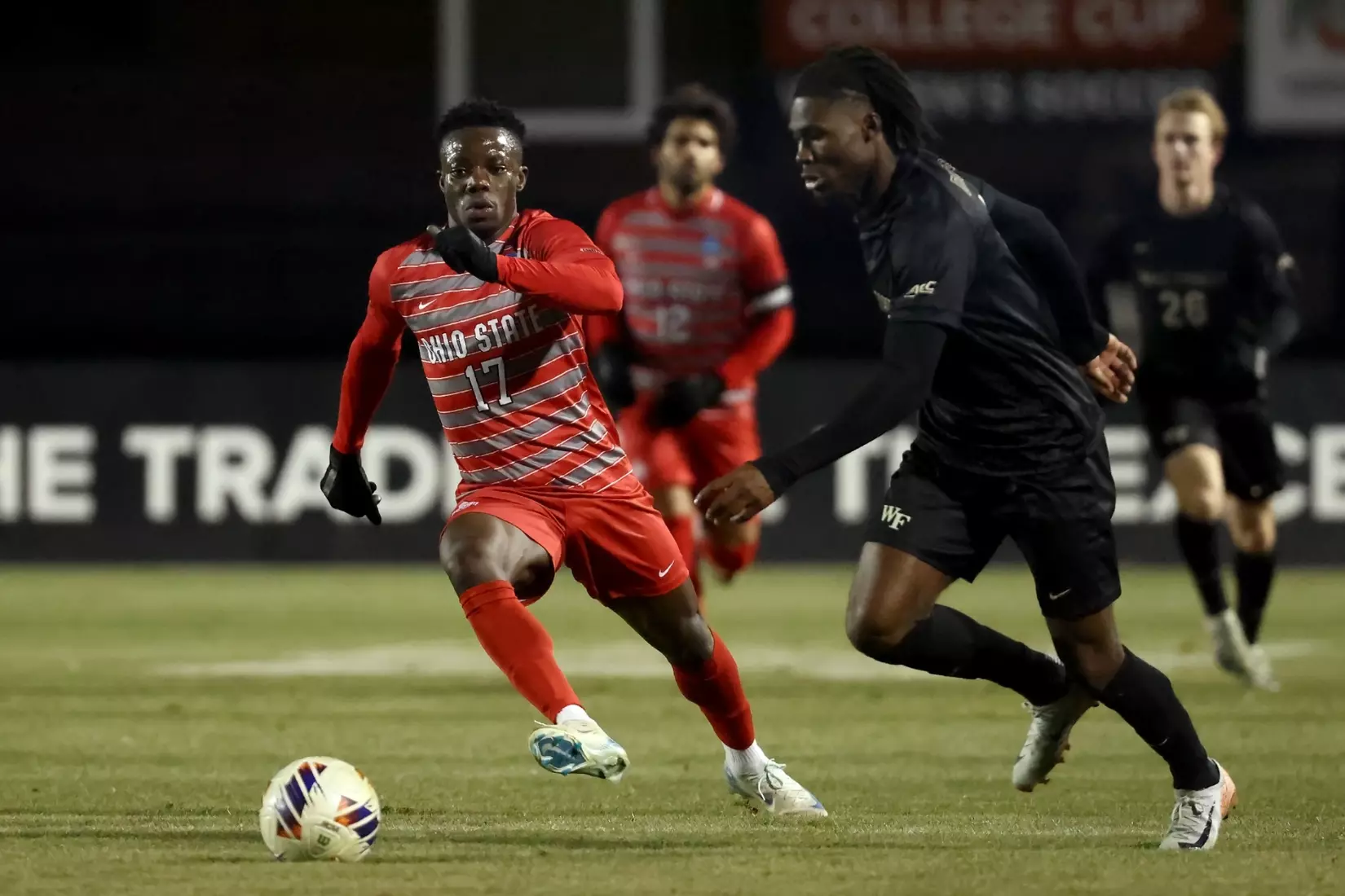 Ohio State plays Wake Forrest in the NCAA Men’s Soccer Quarterfinal game on, December 7, 2024 in Columbus, Ohio. Ohio State defeated Wake Forrest 3-0 to advance to the semifinals (Photo by Kirk Irwin/Ohio State Athletics)