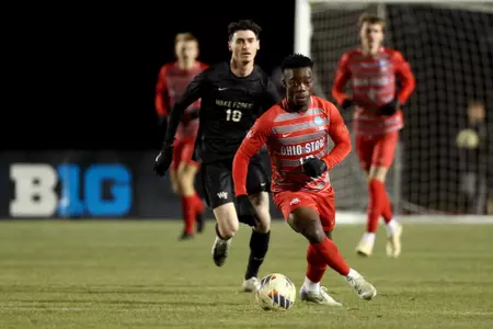 Ohio State plays Wake Forrest in the NCAA Men’s Soccer Quarterfinal game on, December 7, 2024 in Columbus, Ohio. Ohio State defeated Wake Forrest 3-0 to advance to the semifinals (Photo by Kirk Irwin/Ohio State Athletics)