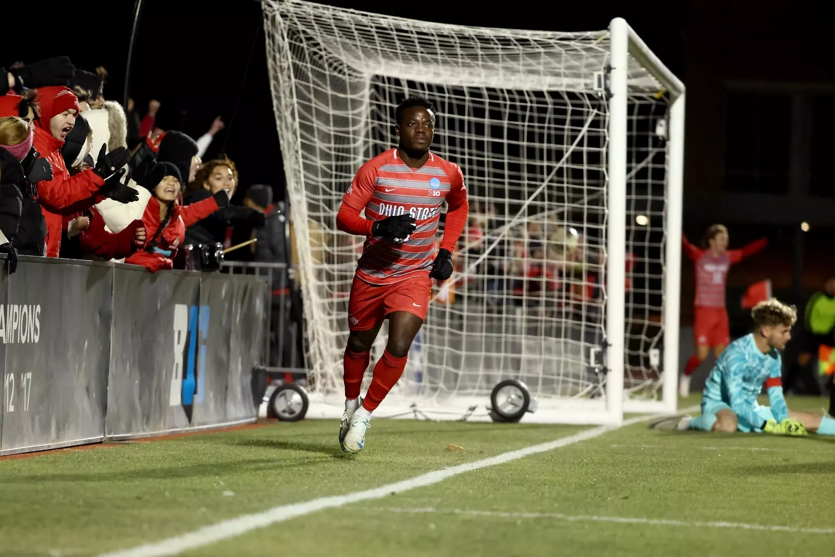 Ohio State plays Wake Forrest in the NCAA Men’s Soccer Quarterfinal game on, December 7, 2024 in Columbus, Ohio. Ohio State defeated Wake Forrest 3-0 to advance to the semifinals (Photo by Kirk Irwin/Ohio State Athletics)