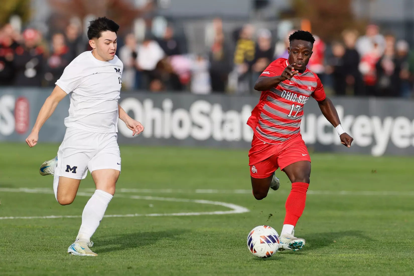 Ohio State men's soccer vs. Michigan in the Big 10 Championship Sunday, Nov. 17, 2024, in Columbus, Ohio. (Photo/Jay LaPrete)