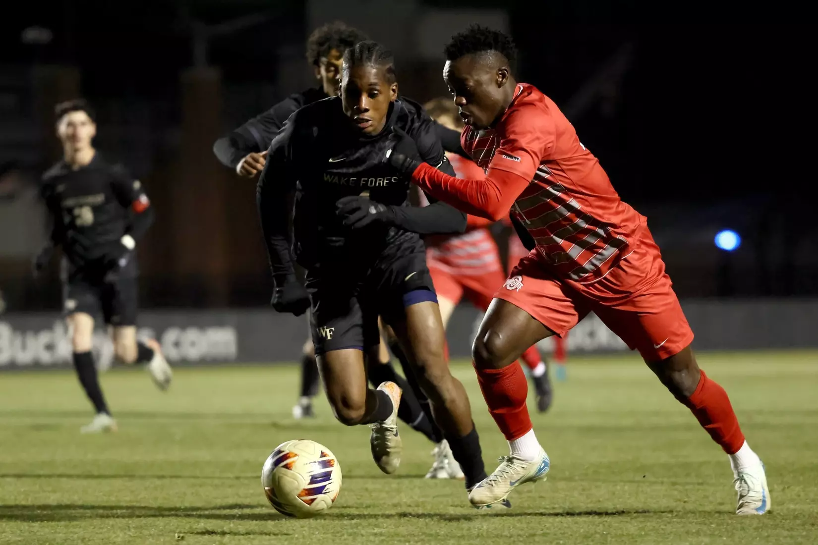 Ohio State plays Wake Forrest in the NCAA Men’s Soccer Quarterfinal game on, December 7, 2024 in Columbus, Ohio. Ohio State defeated Wake Forrest 3-0 to advance to the semifinals (Photo by Kirk Irwin/Ohio State Athletics)