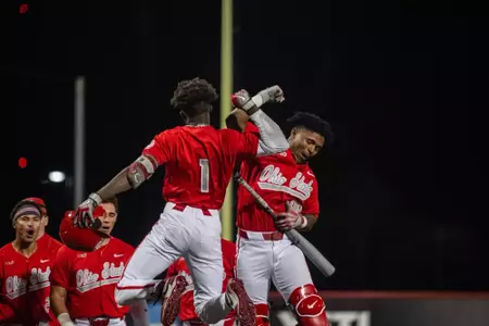 Alonzo Paul Jr. and Lee Ellis celebrating, Ohio State Baseball