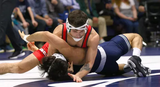 No. 6 Ohio State wrestling against No. 1 Penn State at Rec Hall at University Park, Pa., on Feb. 2, 2024.    Photo/Craig Houtz