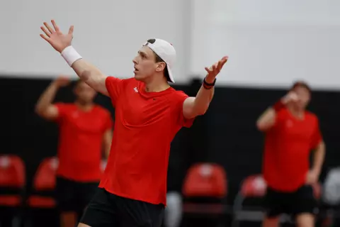 Ohio State men's tennis vs. Virginia Friday, Feb. 2, 2024, in Columbus, Ohio. (Photo/Jay LaPrete)