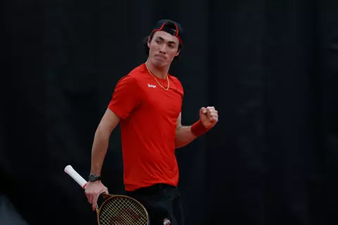 Ohio State men's tennis vs. Virginia Friday, Feb. 2, 2024, in Columbus, Ohio. (Photo/Jay LaPrete)