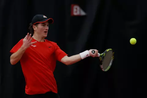 Ohio State men's tennis vs. Virginia Friday, Feb. 2, 2024, in Columbus, Ohio. (Photo/Jay LaPrete)