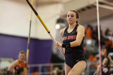 CLEMSON, SC - FEBRUARY 9: The Ohio State Buckeyes Track and Field team compete in the Tiger Paw Invitational at Clemson Indoor Track on February 9, 2024 in Clemson, South Carolina.