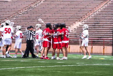 MLAX Team huddle at Cornell