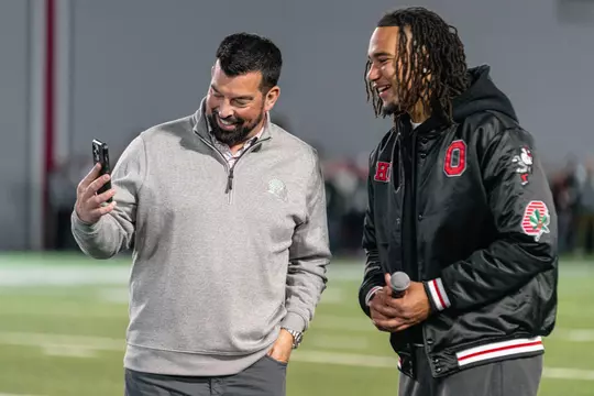Coach Day and CJ Stroud at Pro Day 2024