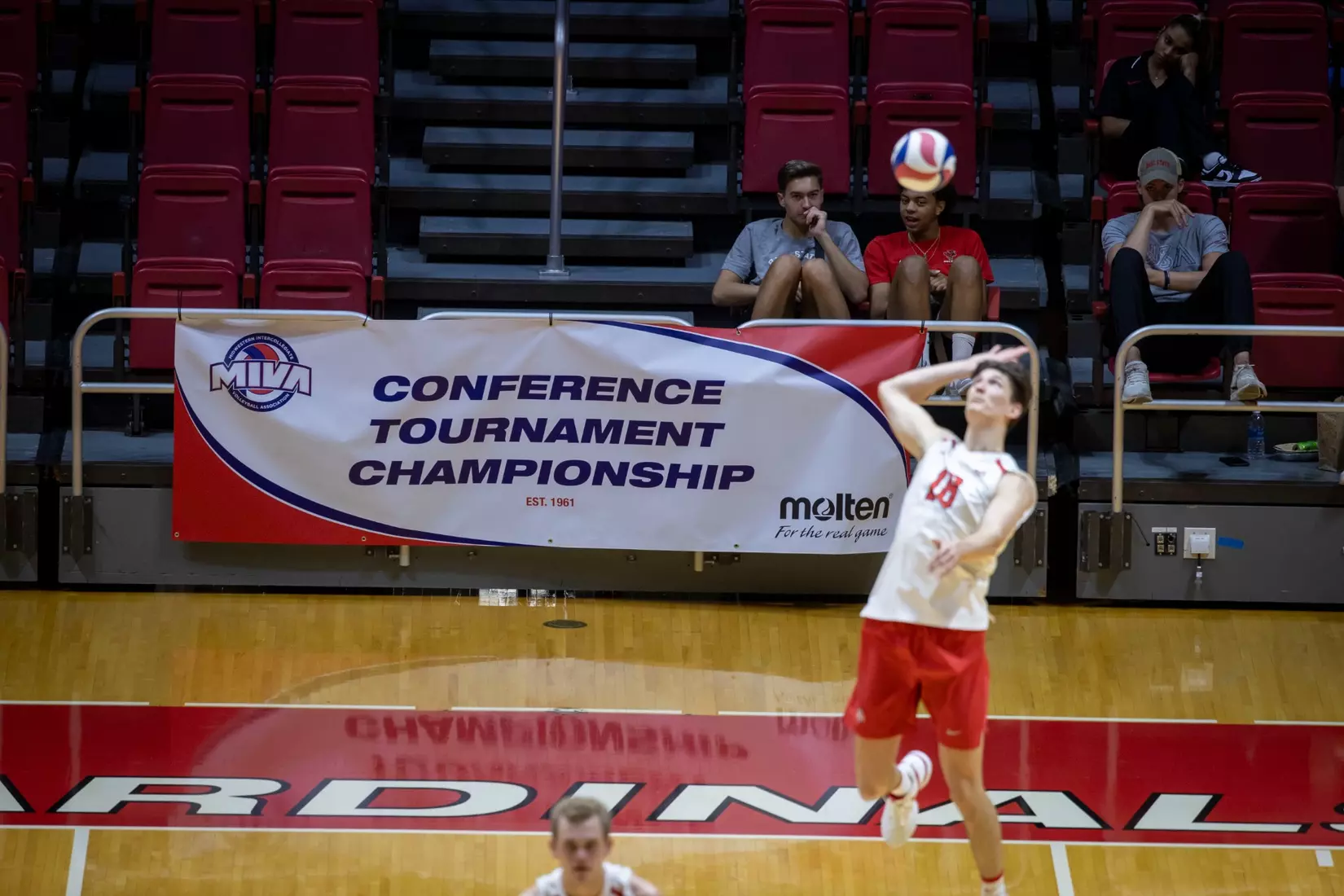 The Ohio State Buckeyes compete against the Loyola Chicago Rambers in the MIVA seminfinals at Worthern Arena in Muncie, Indiana on April 18, 2024. Photo by Bobby Ellis