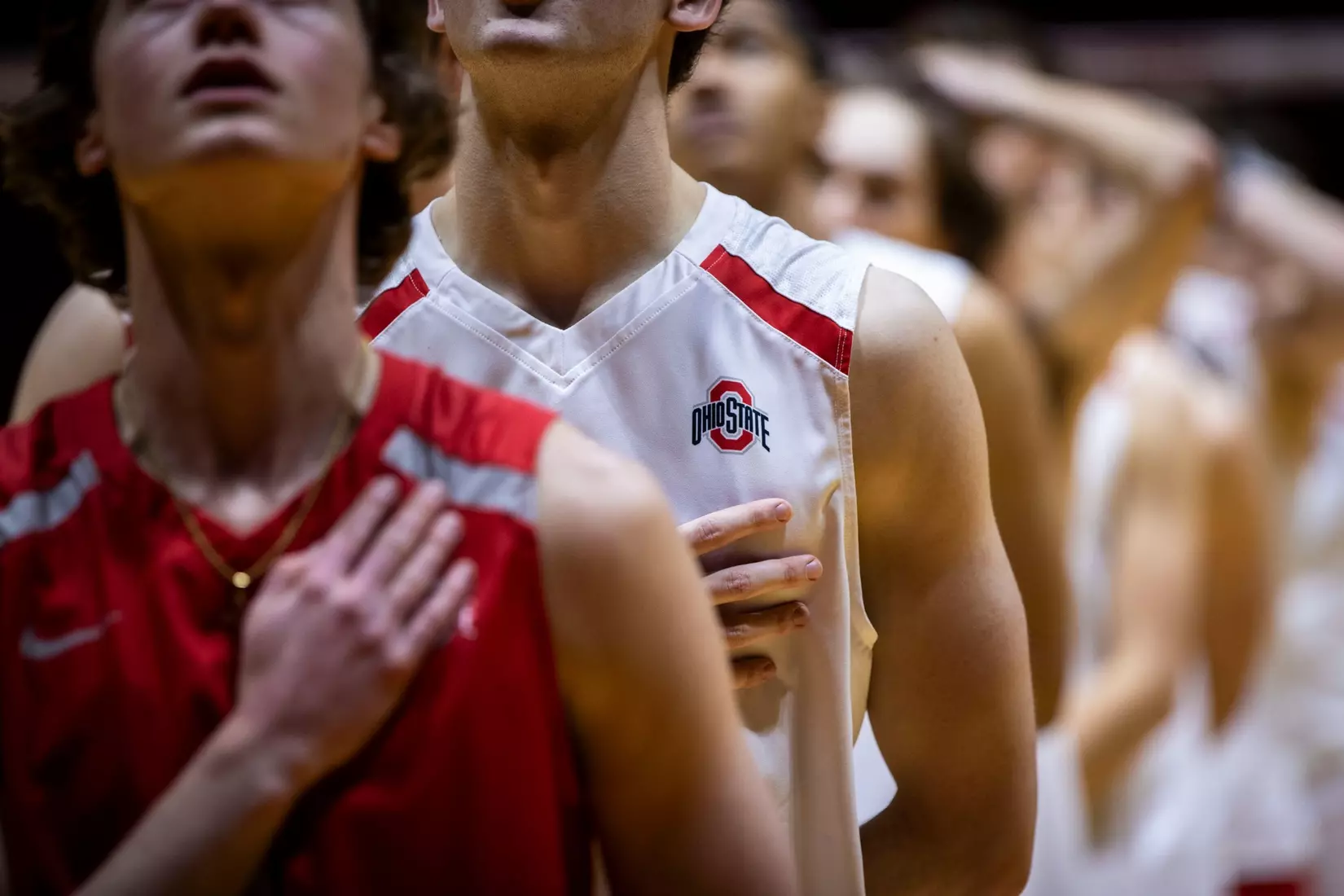 The Ohio State Buckeyes compete against the Loyola Chicago Rambers in the MIVA seminfinals at Worthern Arena in Muncie, Indiana on April 18, 2024. Photo by Bobby Ellis