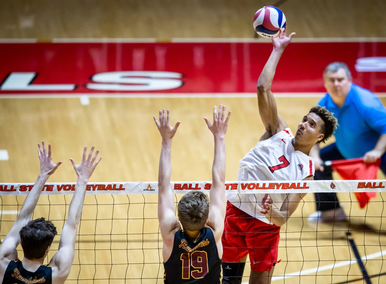The Ohio State Buckeyes compete against the Loyola Chicago Rambers in the MIVA seminfinals at Worthern Arena in Muncie, Indiana on April 18, 2024. Photo by Bobby Ellis