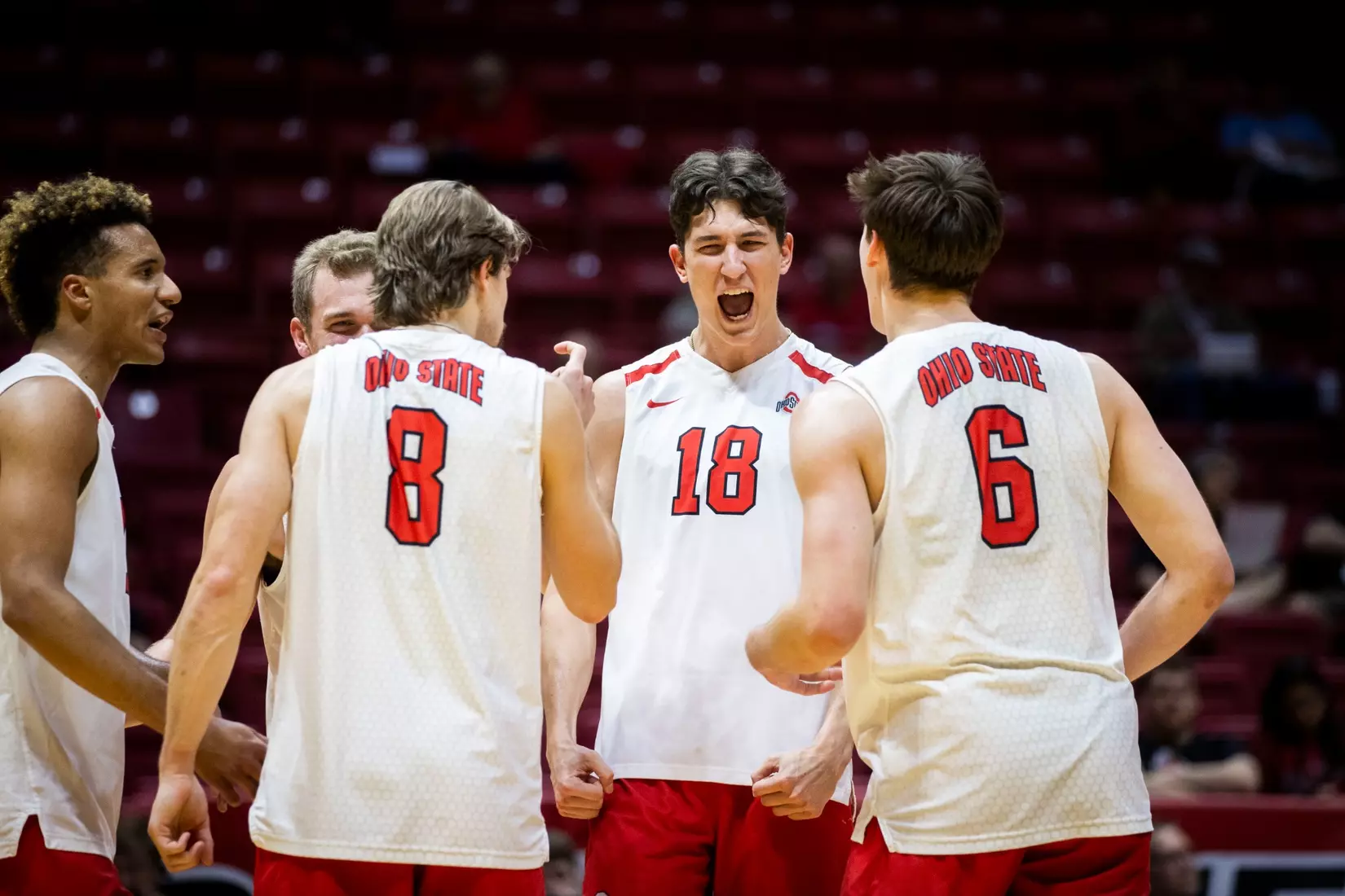 The Ohio State Buckeyes compete against the Loyola Chicago Rambers in the MIVA seminfinals at Worthern Arena in Muncie, Indiana on April 18, 2024. Photo by Bobby Ellis