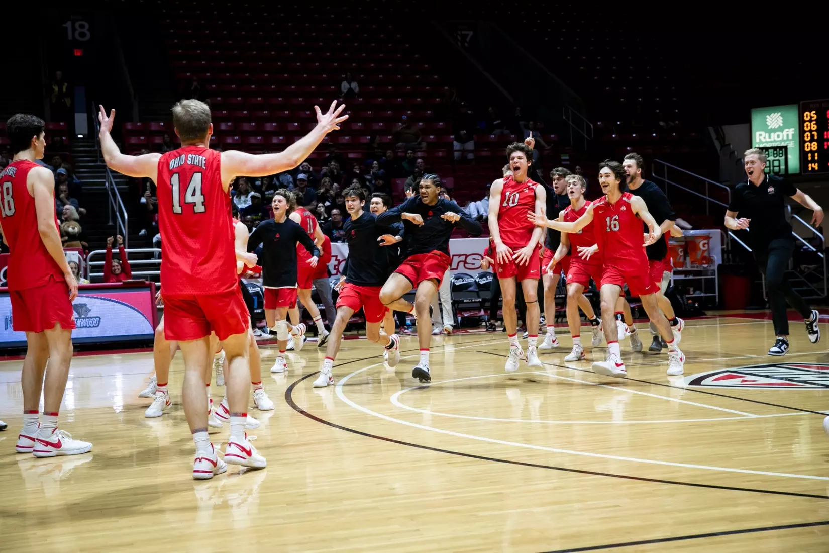 The Ohio State men's volleyball team competes against Lindenwood University during the MIVA Championship game at Worthen Arena in Muncie, Indiana on April 20, 2024 Photo by Bobby Ellis.