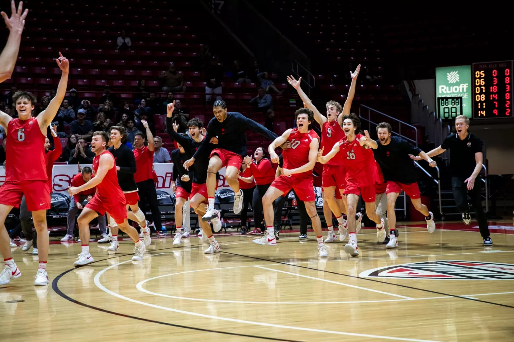 The Ohio State men's volleyball team competes against Lindenwood University during the MIVA Championship game at Worthen Arena in Muncie, Indiana on April 20, 2024 Photo by Bobby Ellis.
